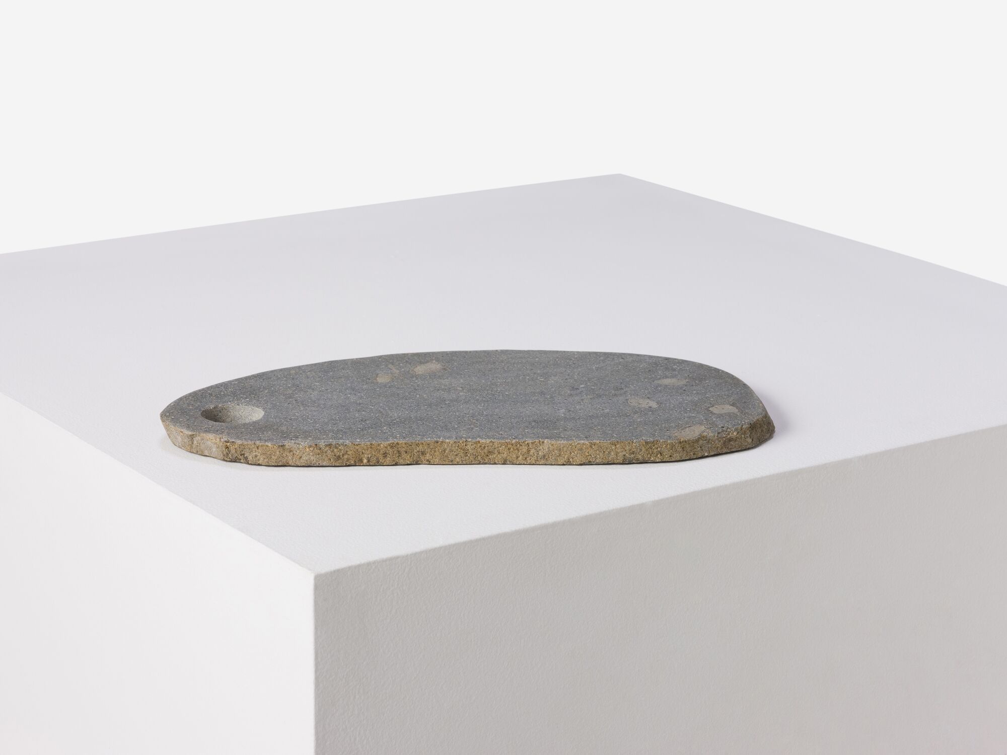 Large natural stone platter left side view